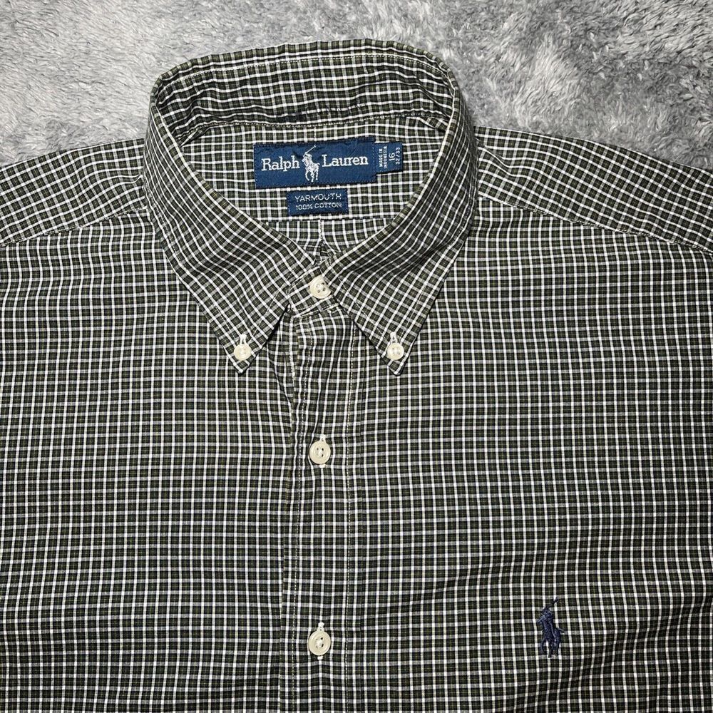 Vintage Ralph Lauren Shirt Mens 16 32/33 Yarmouth Plaid Long Sleeve Cotton